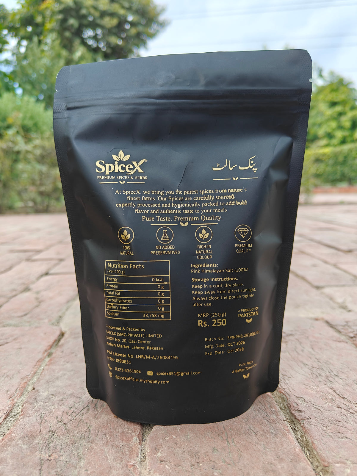 SpiceX Pink Himalayan Salt pouch close-up